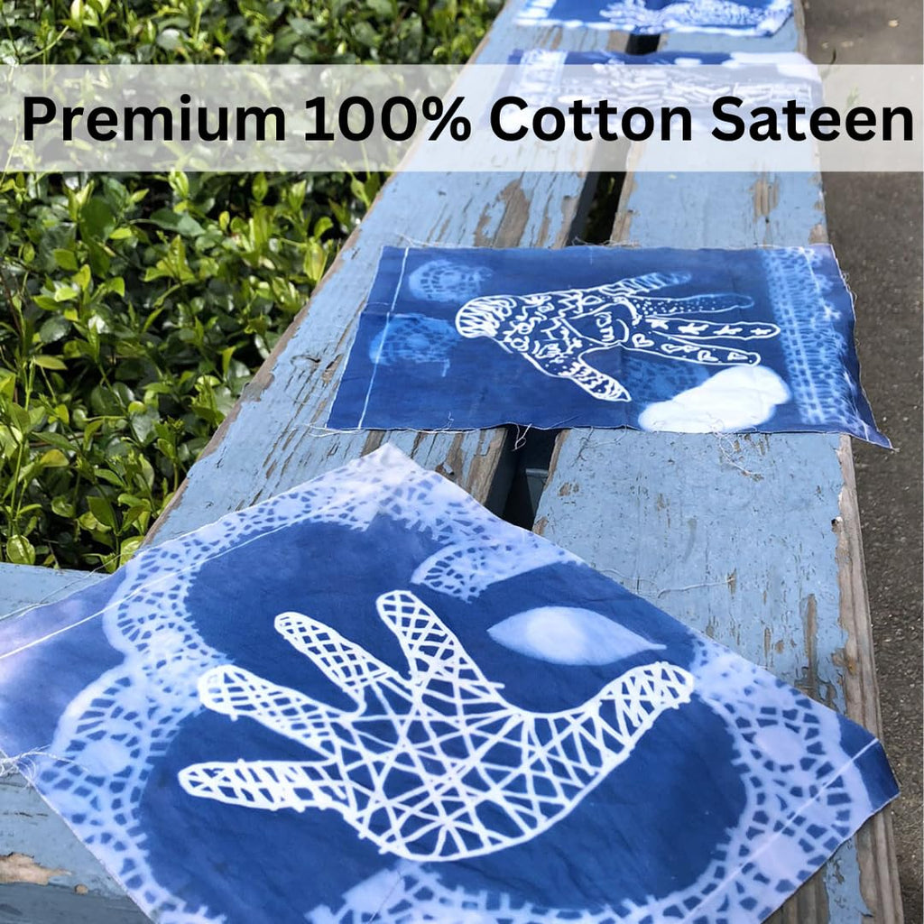 Cyanotype Fabric Sheets, Pre-Sensitized Cotton Sateen for Easy Sun Printing, Professional-Quality Fabric Sheets, Just