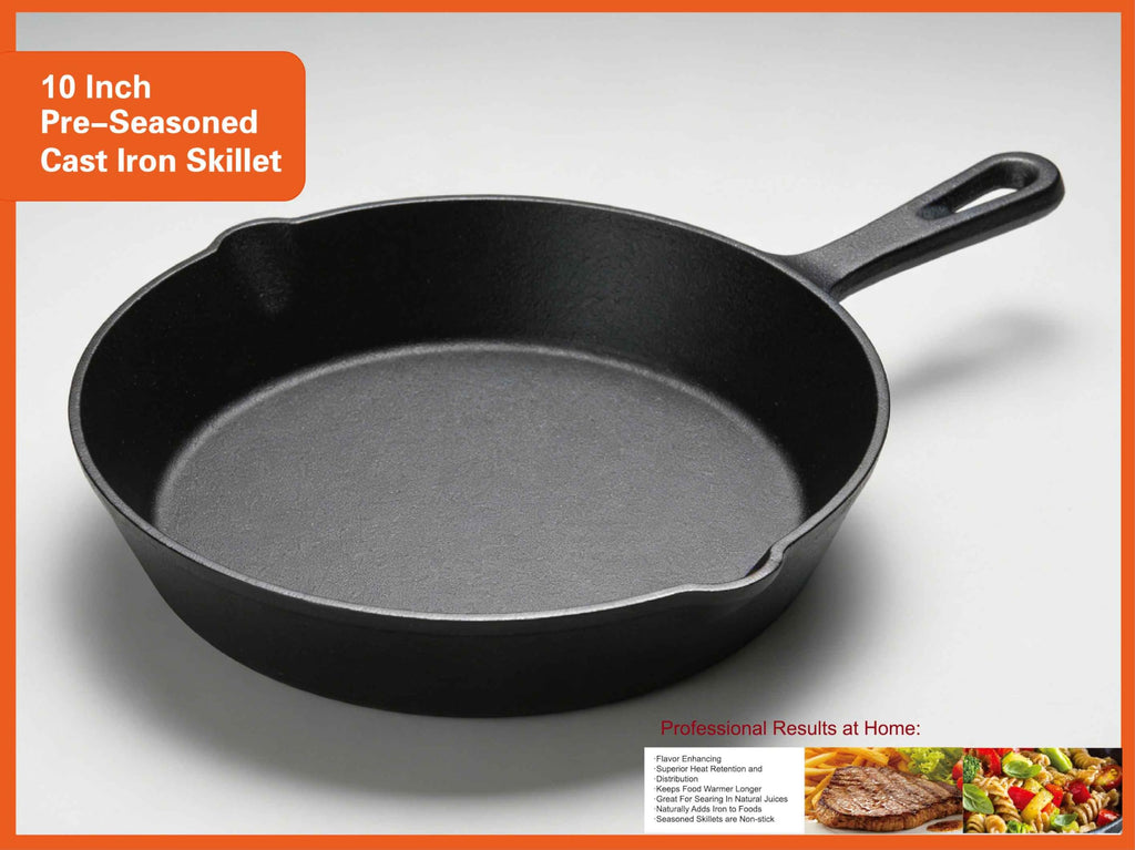 Pre-Seasoned Cast Iron Skillet, 10Inch, Black