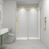 55"- 60" W x 76" H Soft Closing Sliding Frameless Shower Doors, Water Repellent Shower Door