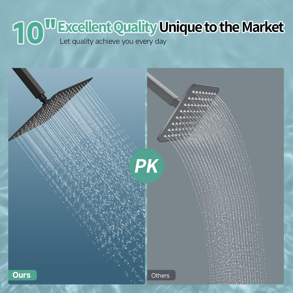 10 Inch Rain Shower Head Matte Black 304 Stailess Steel High Pressure Rainfall Showerhead