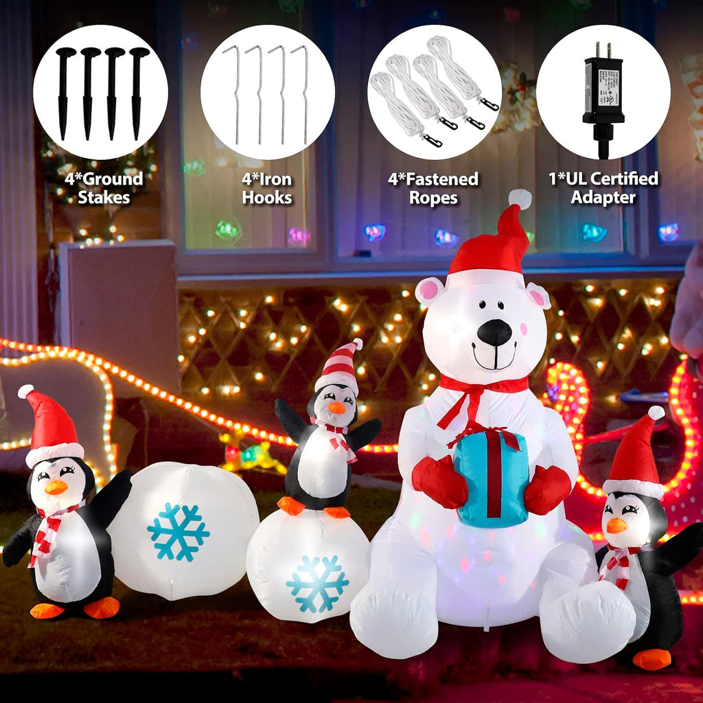 Inflatable Christmas Decorations, 10FT Snowman Polar Bear Snowball Blow Up Christmas Decorations Outdoor with