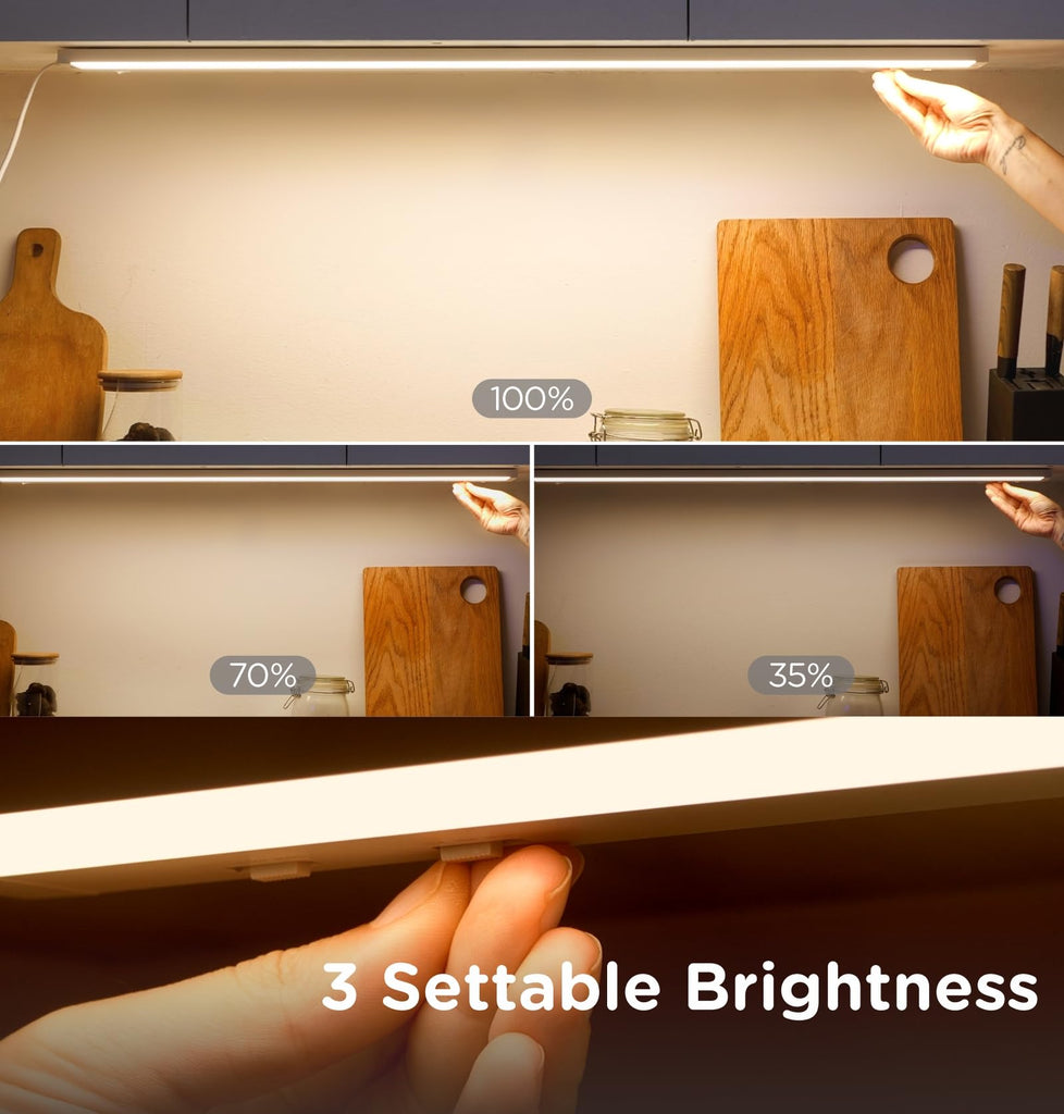 Under Cabinet Lighting Plug in,14W 120V 3 Color 3000K/4000K/5000K,3 Brightness,Super Bright,Ultra Thin Under Counter