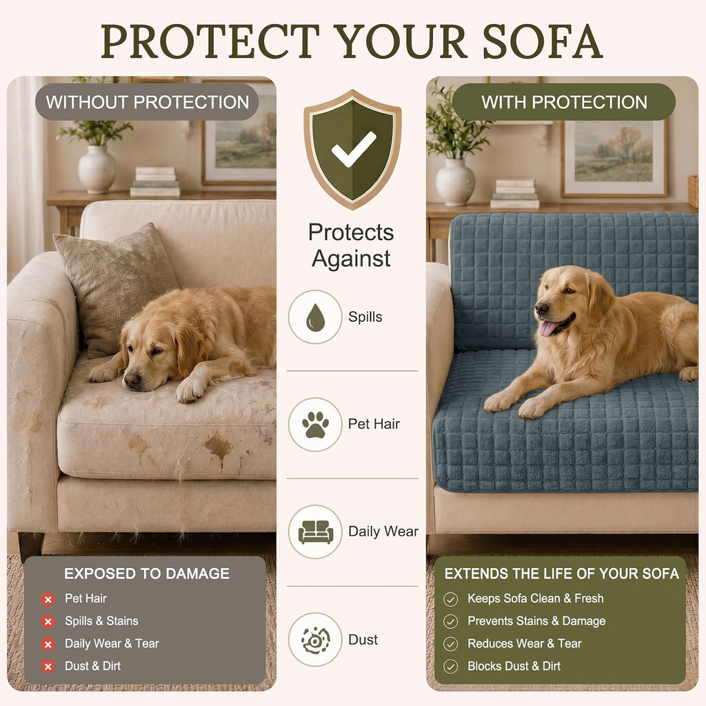 Velvet Couch Cover for Dogs, Non Slip Soft Sofa Protector for Pets