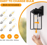 2 Pack Outdoor Wall Light Fixtures, Exterior Waterproof Lanterns with Aluminum Frame and Clear Glass Shade