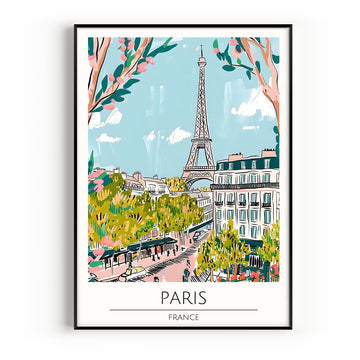 Paris Travel Poster, Premium Giclee Fine Prints - Modern Watercolor Aesthetic Wall Decoration, Eclectic Trendy Boho