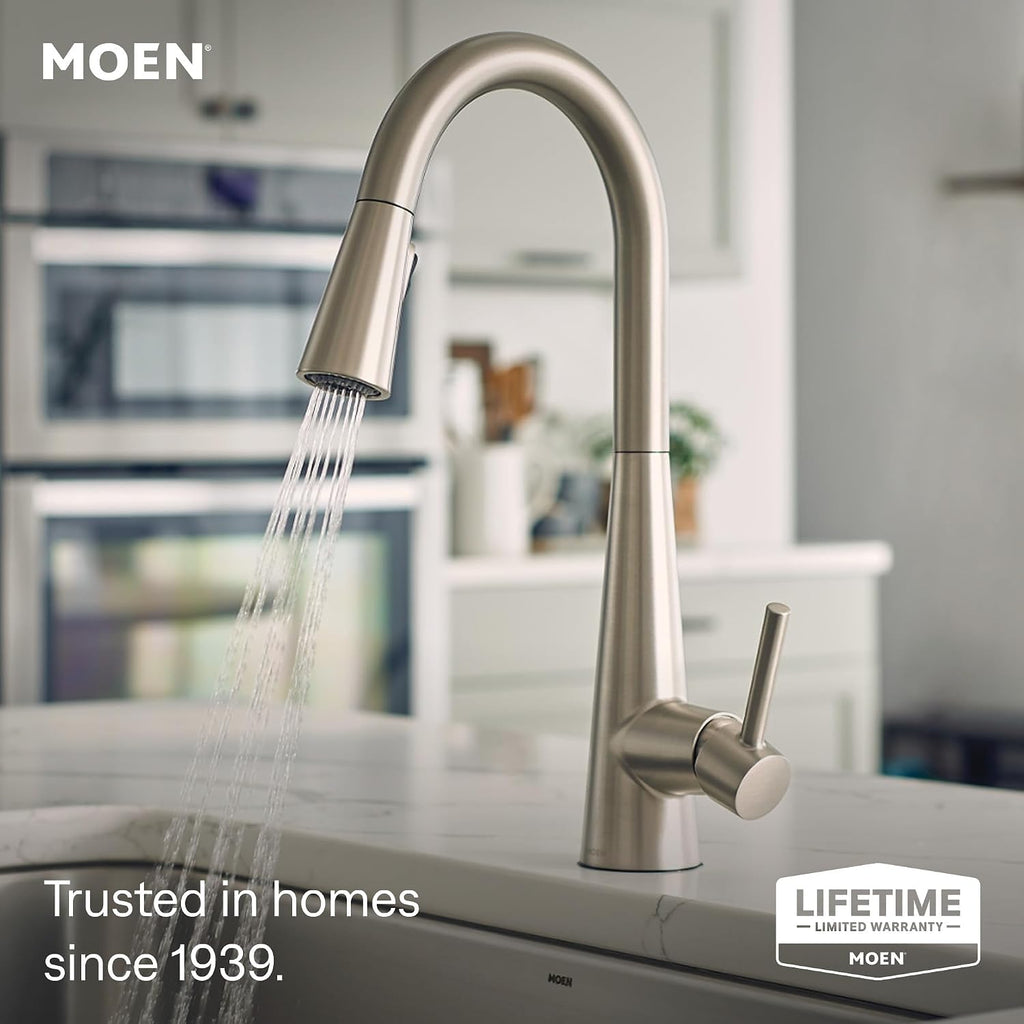 Sleek Spot Resist Stainless One-Handle Single-Hole Pulldown Kitchen Faucet with PowerBoost Technology for Faster