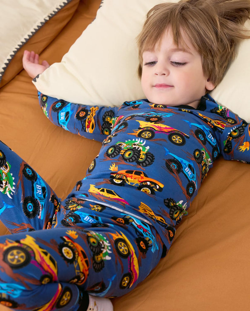 Bamboo Viscose Toddler Kids Pajamas Set, Long Sleeve Boys