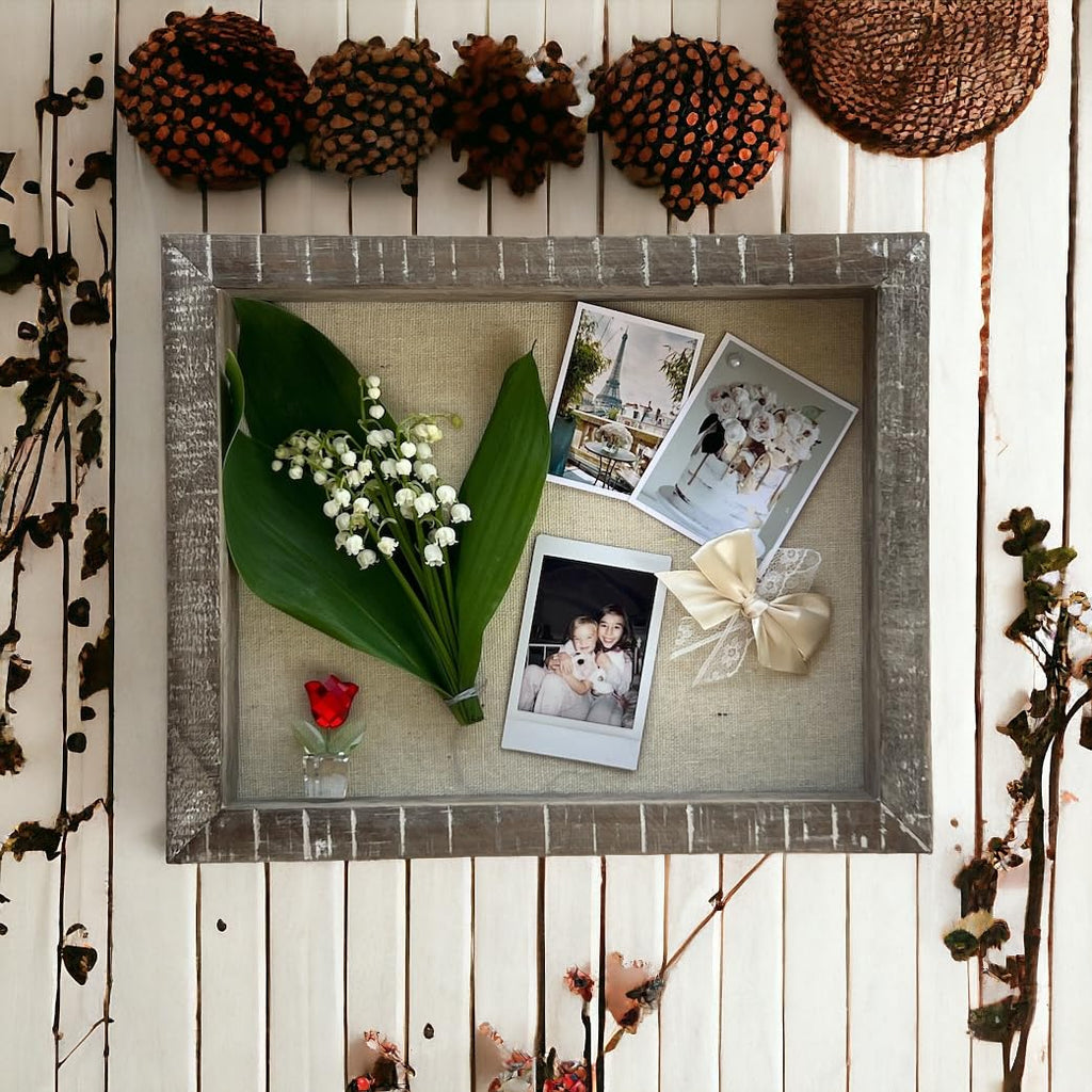 Shadow Box Rustic Picture Frame 16x20 Natural Wood Display Case for Memorabilia, Awards, Medals, Photos - Barnwood