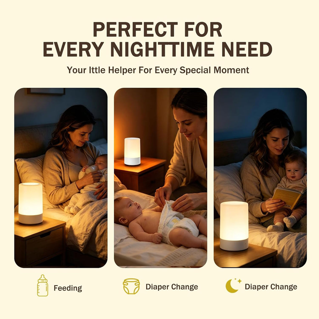 2 Pack Baby Night Light, Rechargeable Touch Night Light, Portable Bedside Lamp, Dimmable Nursing Light
