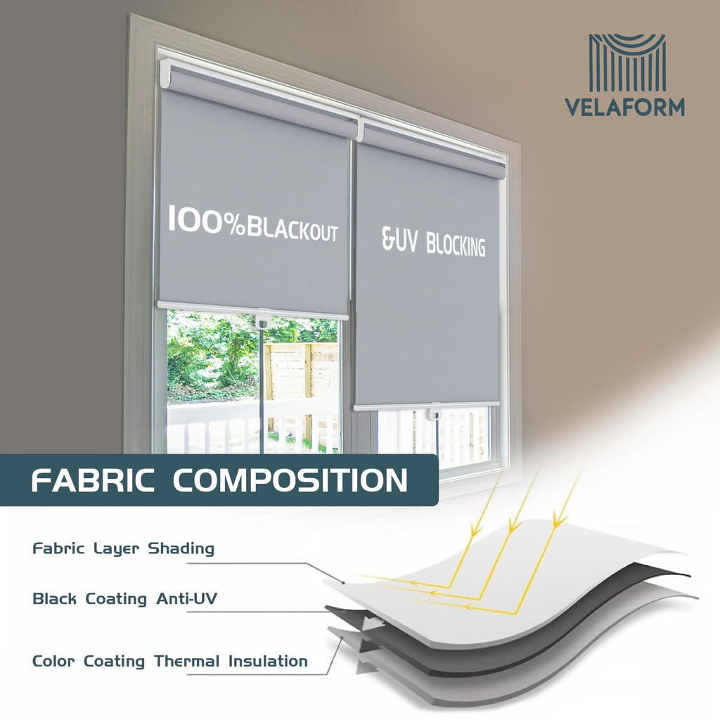 Cordless Roller Shades (, Grey), Spring Retract