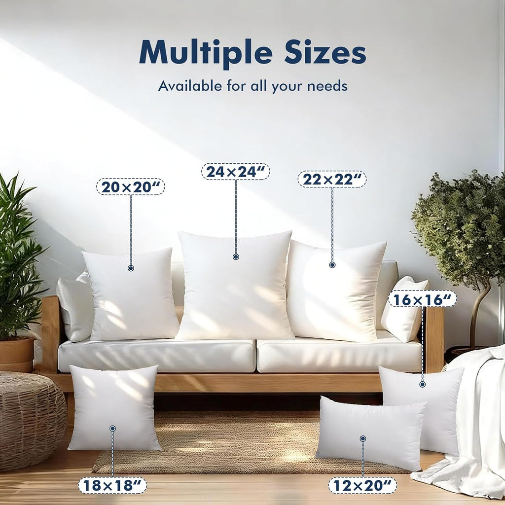 18x18 Outdoor Pillows, Water Resistant Throw Pillow Insert - Set of 4
