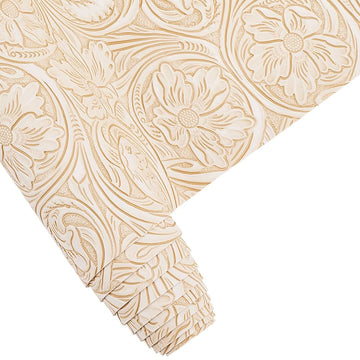 54 x 11.8 Inch Floral Textured PU Leather Sheet Vintage Leather Flower Embossed Rolls Retro Synthetic Sewing