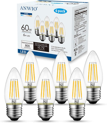 E26 Candelabra LED Bulb, 2700K B11 Candle Light Bulb, 800LM