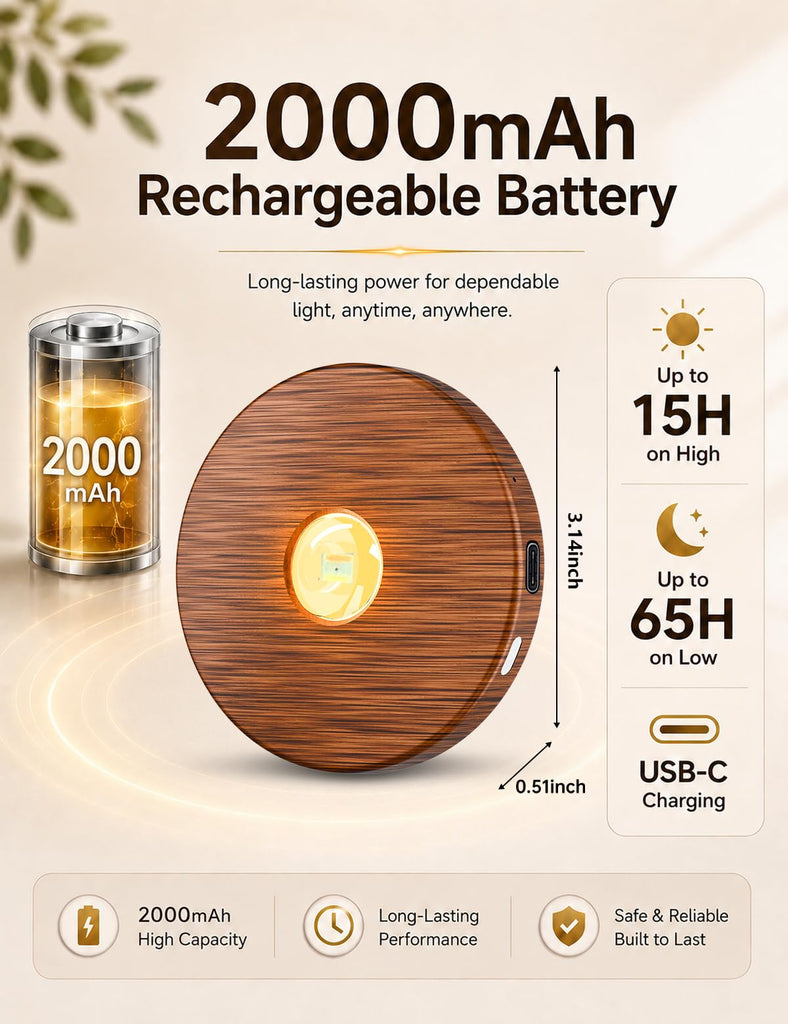 Puck lights with remote, 2000mAh rechargeable cabinet light, Under Cabinet Lighting Wireless, Display Cabinet