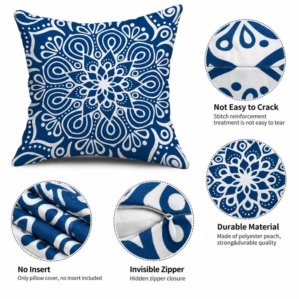 Decorative Throw Pillow Covers 18x18 Set of 4, Blue Modern Simple Square Pillow Case Cushion Cover for Sofa Couch