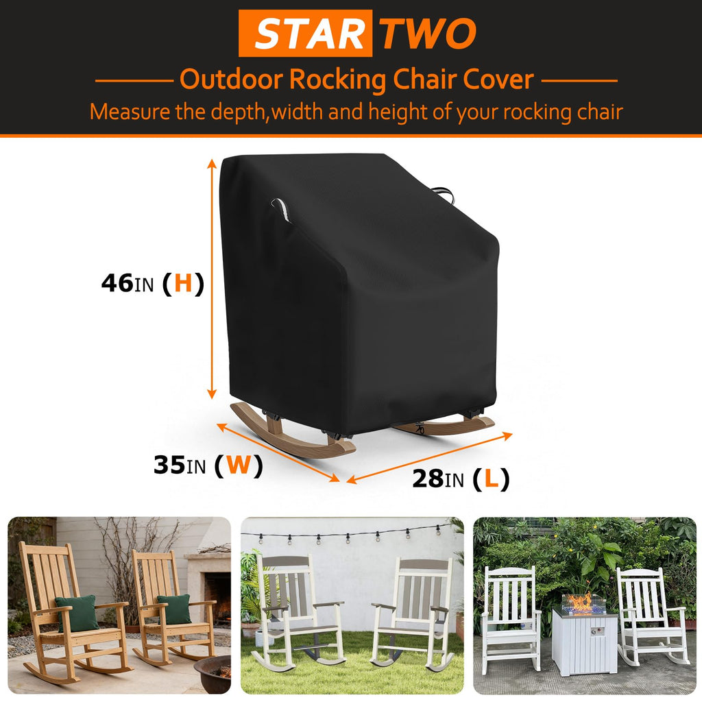 Outdoor Rocking Chair Covers 2 Pack, Patio Furniture Covers Waterproof Adapter for Rocking Chairs 28"L x 35"W x