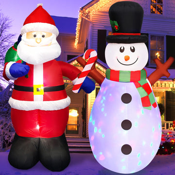 Christmas Inflatables Outdoor Decorations 5 FT Set of 2 Inflatable Santa and Snowman, Built in with Bright LED Light