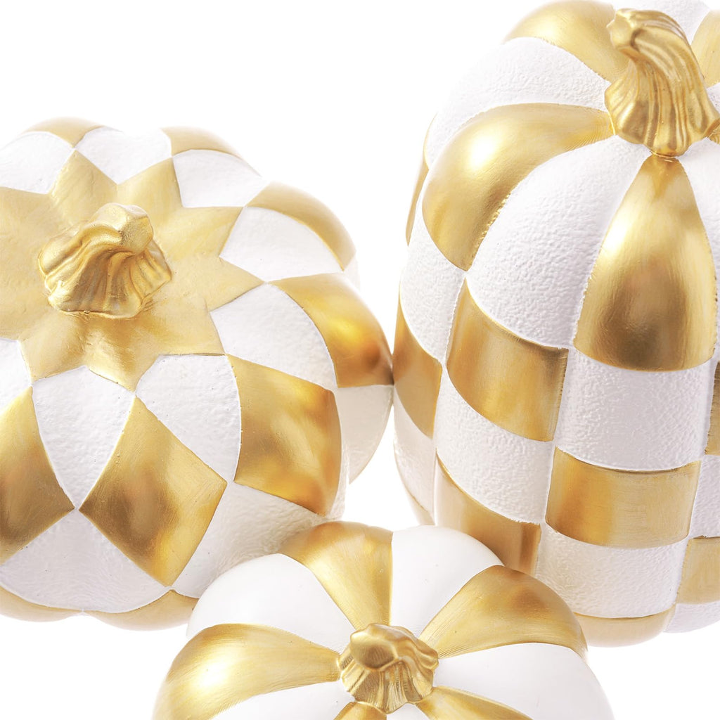 7PCS Fall Pumpkin Decor, Checkered Pumpkin Decoration