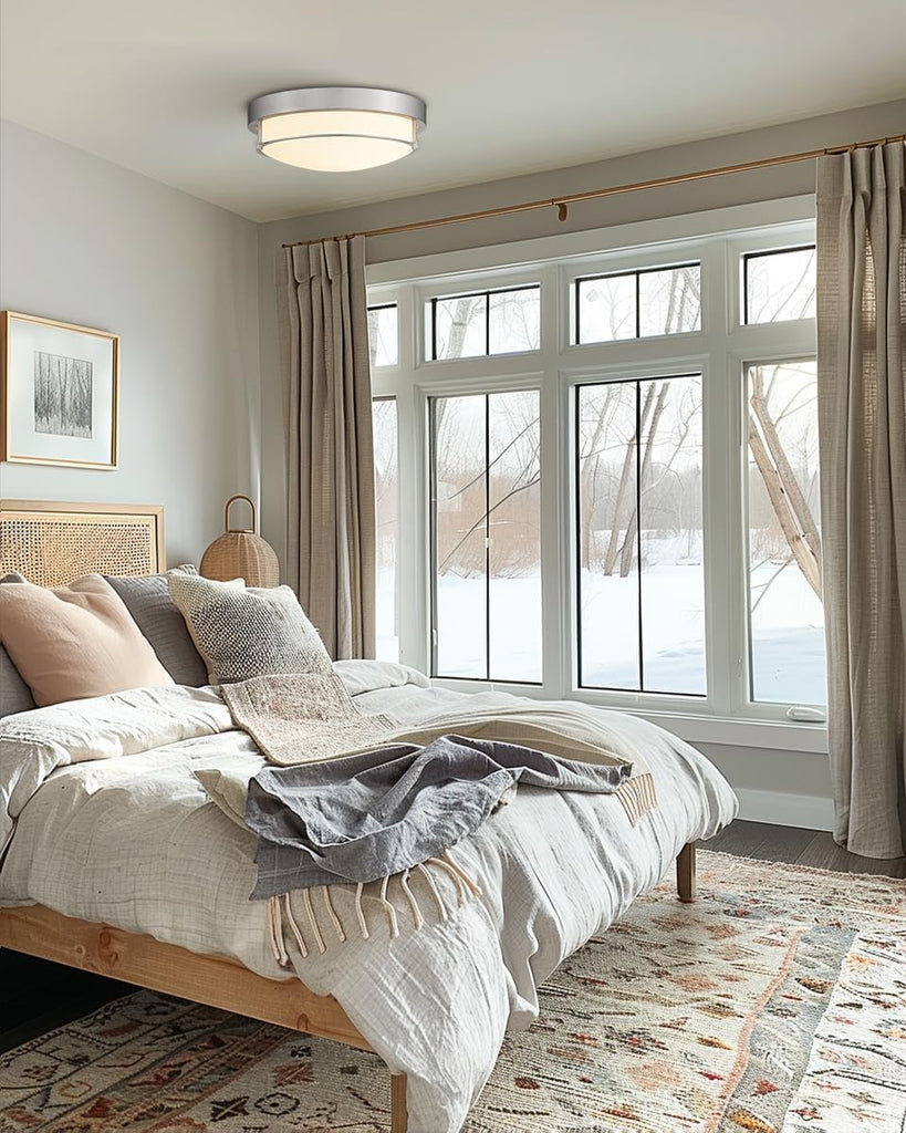 2 Pack 12 inch Flush Mount Ceiling Light, 2-Light Close to Ceiling Light Fixtures with Brushed Nickel Finish Bedroom