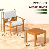 3-Piece Patio Furniture Set Acacia Wood Patio Bistro Set Outdoor Chat Conversation Table Chair Set Wood Chat Set with