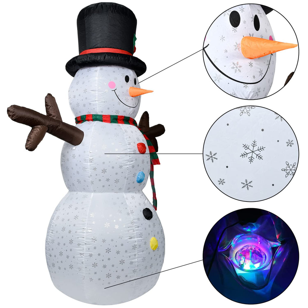 8 FT Inflatable Christmas Snowman, 7 Color Rotating Changing Led Lights Xmas Holiday Blow Up Family Party Decoration