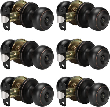 Oil-Rubbed Bronze Interior Door Knobs Privacy - Bedroom, 6 Pack