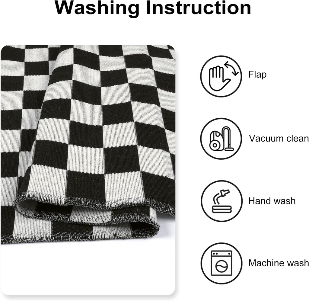 Checkered Rug, Black and White Checkerboard Outdoor Rug
