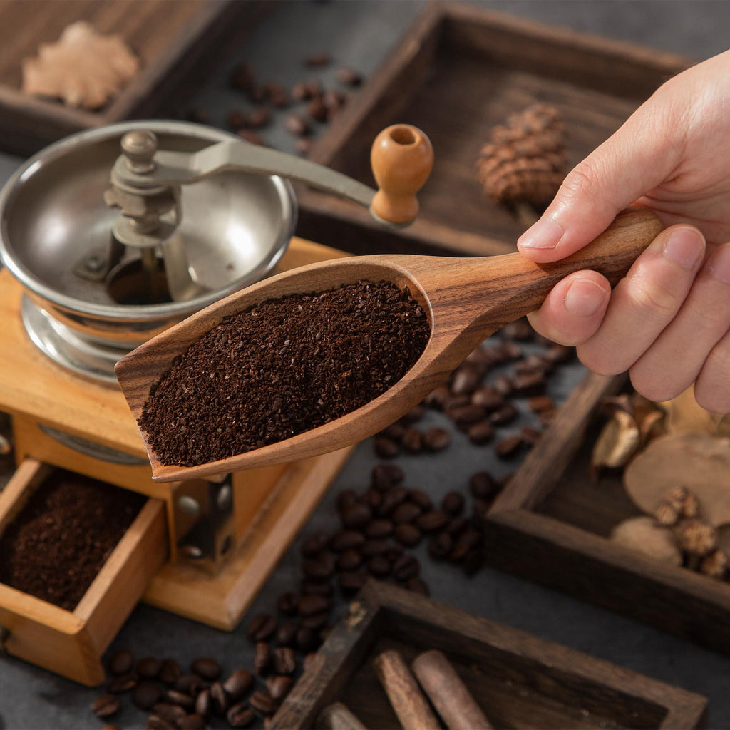 Big Wooden Scoop Shovel, 4PCS Large Coffee Scoops for Ground coffee, Acacia Wood Bean Salt Spoons, Wooden Scoops for