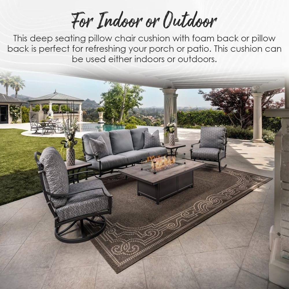 Deep Seating Foam Cushion Set | 24" x 27" Seat | All-Weather Spun Polyester Fabric | Water and Fade-Resistant |