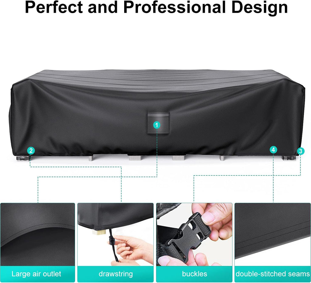 Waterproof Outdoor Patio Furniture Covers 108"L×82"W×28"H Black | Rain, Dust & UV Protection; Heavy-duty Oxford