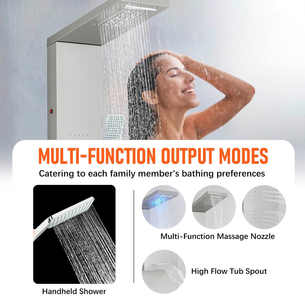 FUZ Brushed Nickel Stainless Steel Shower Panel Tower System