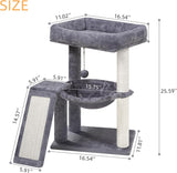 YOUPET Cat Tree with Cat Scratching Post for Indoor Cats, Cat Tower with Scratching Board and Playful Toy Balls