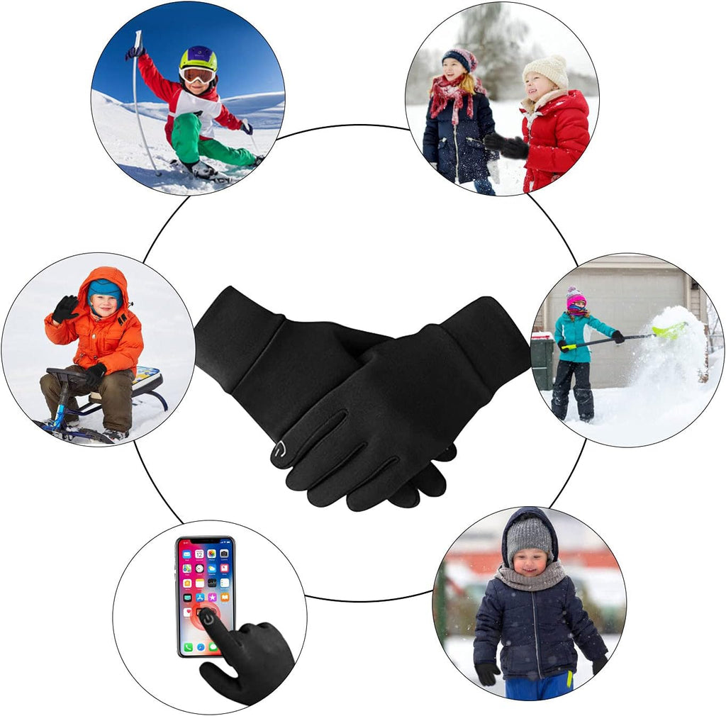 Kids Gloves Winter Waterproof Coating Warm Thick Fleece Touchscreen Anti-Slip for Boys Girls Cycling School