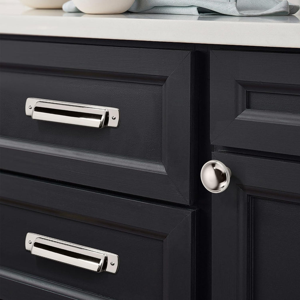 10 Pack 5 inch(128 mm) Drawer Pulls Polished Nickel Cabinet Cup Pulls Cabinet Hardware Kitchen Cabinet Handles Bin