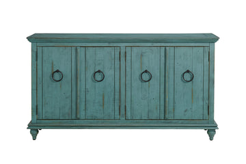 Garden District 65" Solid Wood TV Stand, Turquoise