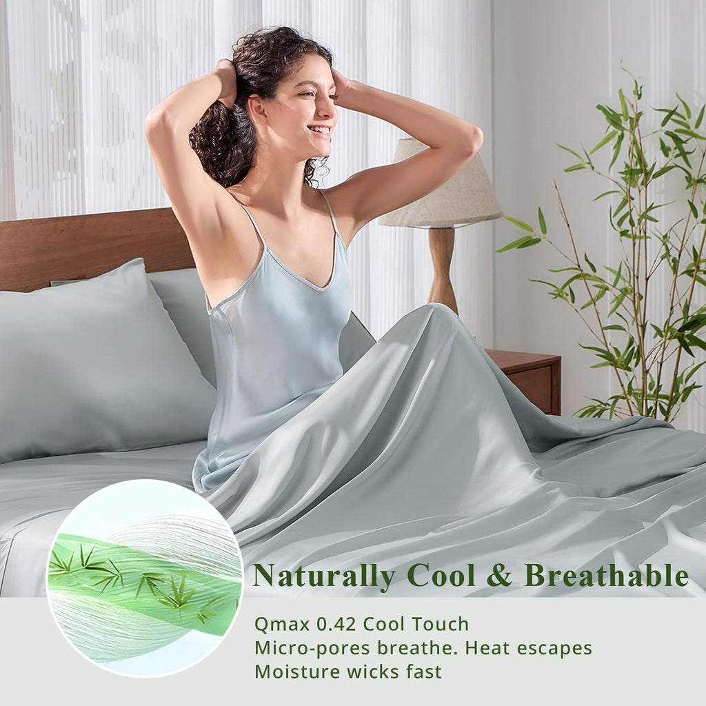 Bamboo Viscose Sheet Set King Size, Cooling Sheets Bed Set