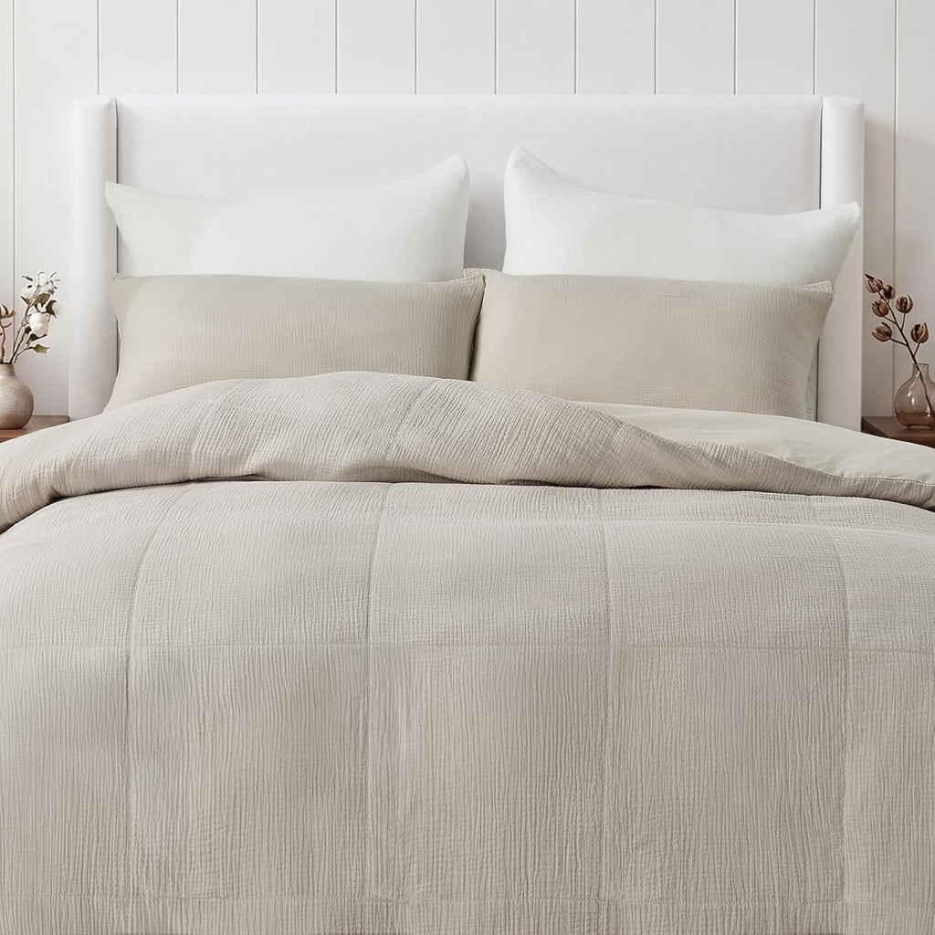 Muslin Duvet Cover, 100% Cotton Gauze, Soft Textured Linen Color