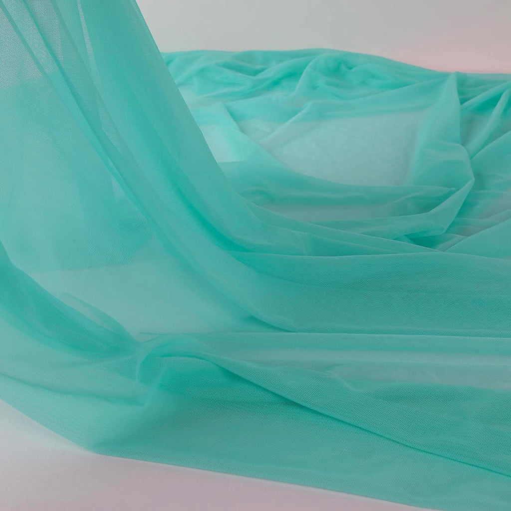 Superfine 4-Way Stretch Net Fabric Spandex Power Mesh Lightweight Sheer 60" Wide, a Continuous 5 Yards (Aqua)