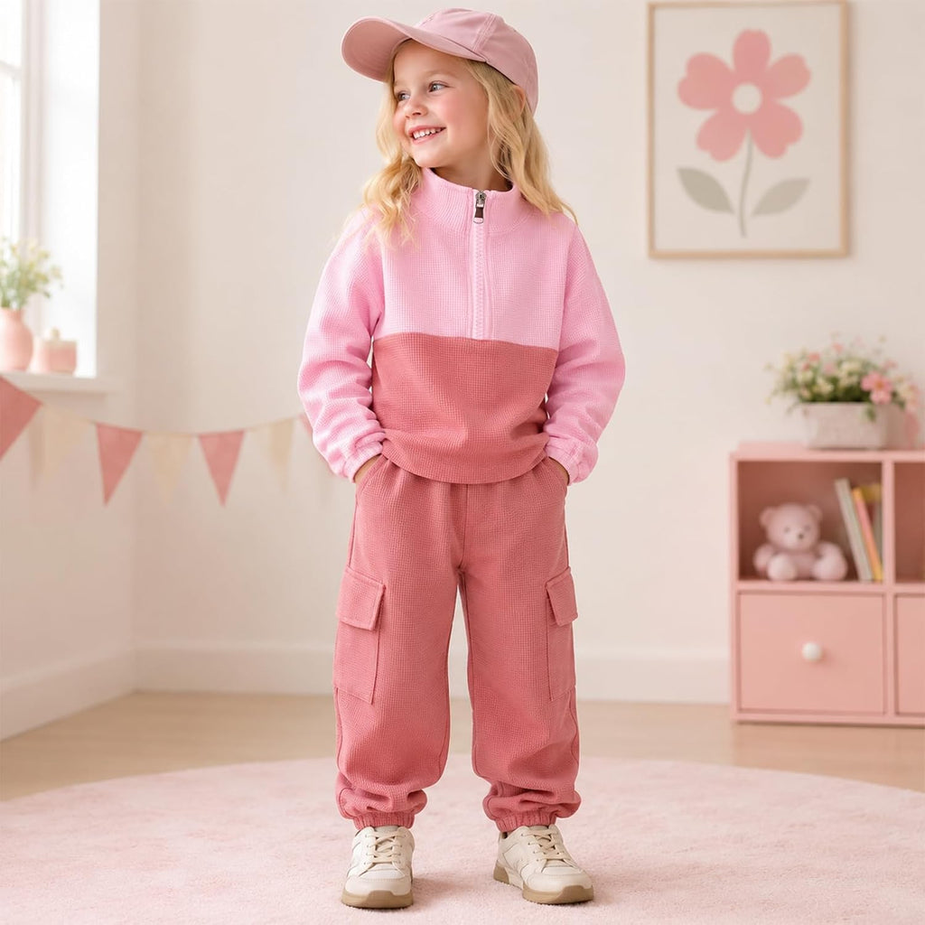 Toddler Girl Clothes Fall Outfit Waffle Sweatshirt Pants Set