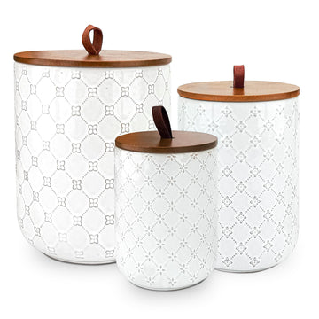White Ceramic Canisters Set with Airtight Lids, 82/48/30 oz Coffee Canisters Sets for the Kitchen, Large Jars for