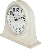 Lily's Home Antique Inspired Farmhouse Desk Or Mantel Clock, Battery Powered, Metal Body, Ivory