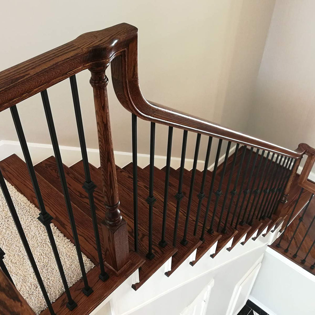 Stair Parts Single Knuckle Iron Balusters - Contractor Pack of 10, 1/2" x 44" Stair Spindles, Metal Wrought Iron