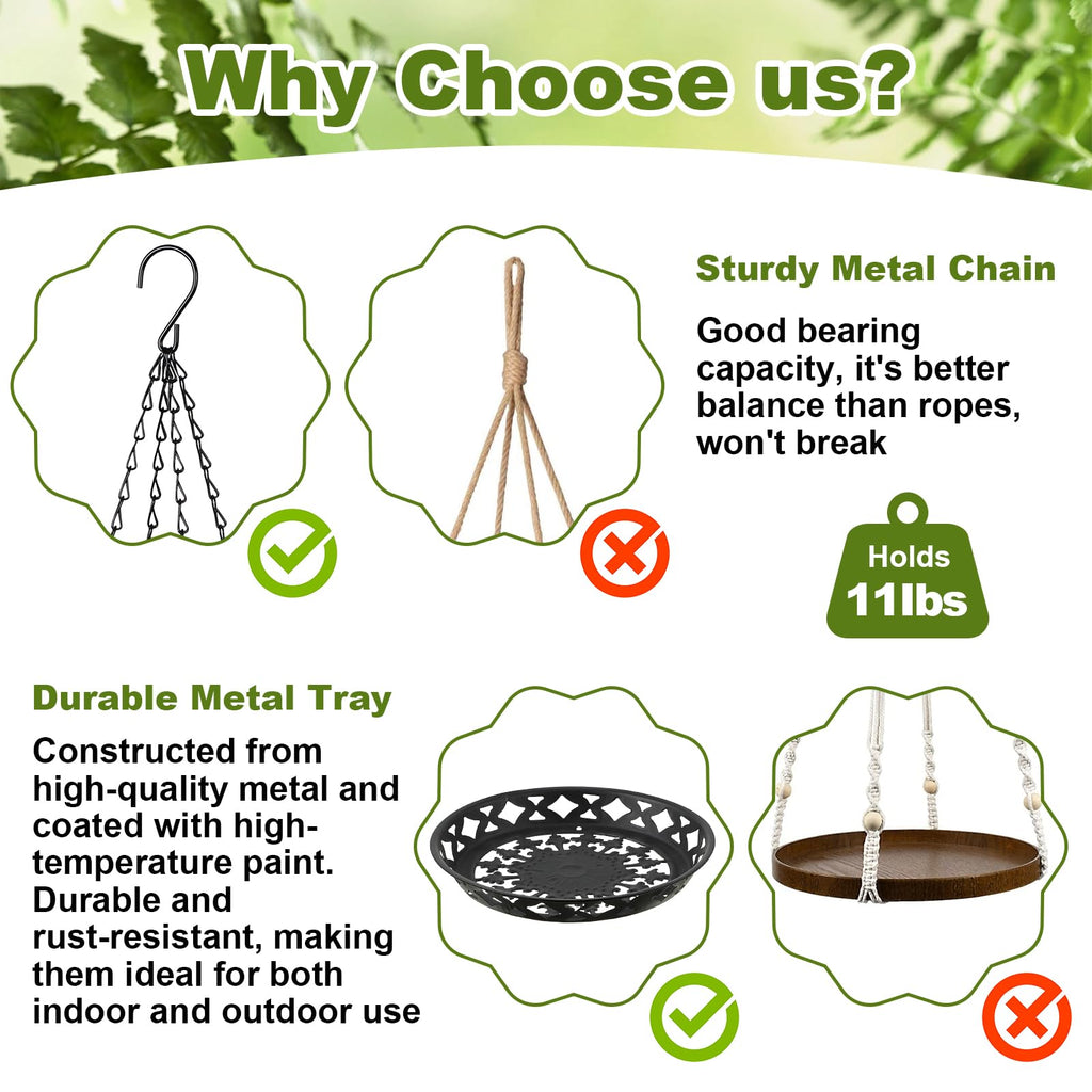 6 Pack Plant Hanger, 12" Metal Hanging Planter for Indoor Plants