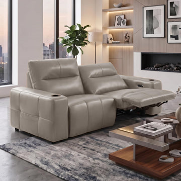 Power Reclining Loveseat Zero Gravity Genuine Leather Sofa with USB Port