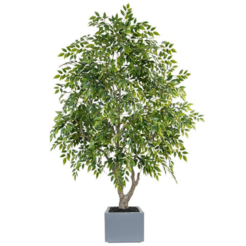8 FT Artificial Ficus Tree with Square Planter for Indoor Outdoor Decor