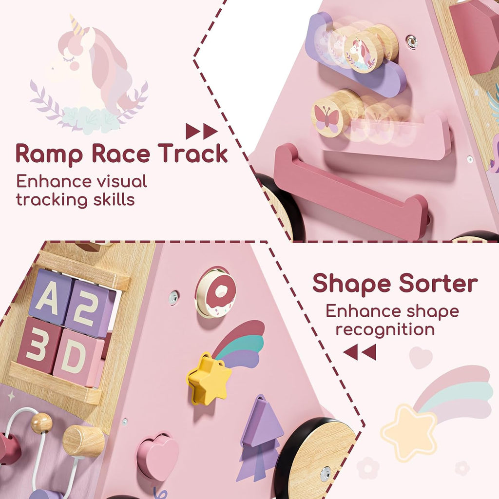 Unicorn Wooden Baby Walker, Adjustable Speed Baby Push Walker
