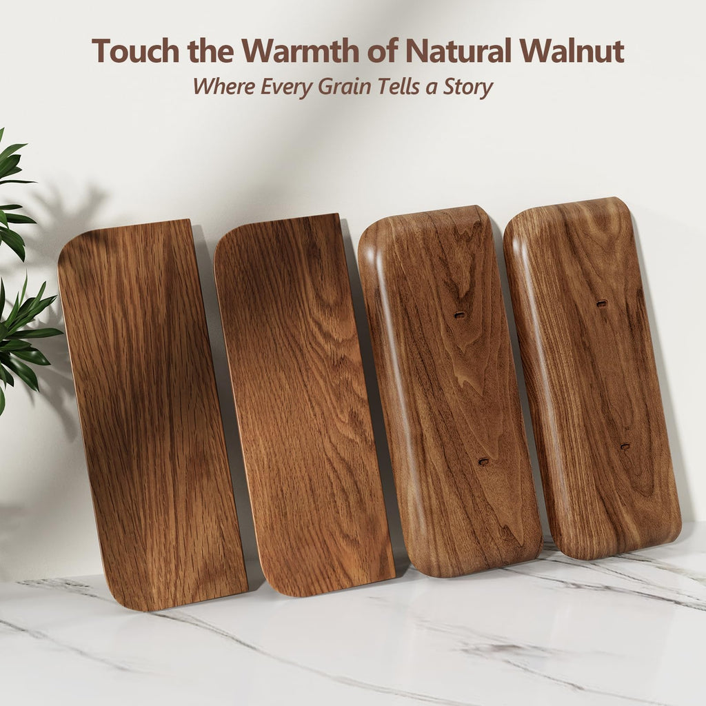 Solid Walnut Floating Shelves for Wall 16.5 Inch Set of 2, Round Edge Wall Mounted Shelf, Rustic Farmhouse Wooden