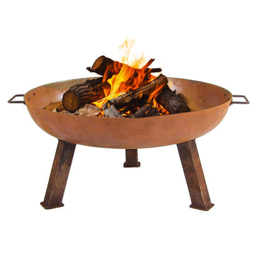 30" Heavy-Duty Cast Iron Fire Pit Bowl for Outside, Wood-Burning