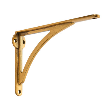 100% Solid Brass Decorative Shelf Brackets, 10-inch Wall-Mounted Shelving Brackets, 2-Pack Antique Brass Vintage