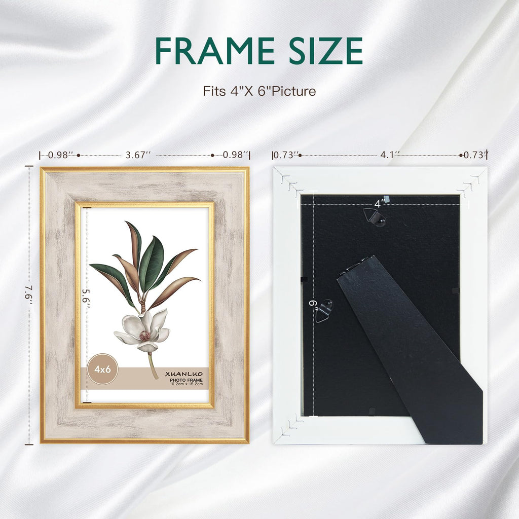 Farmhouse Rustic 4x6 Picture Frames, Multicolor, 4 Pack